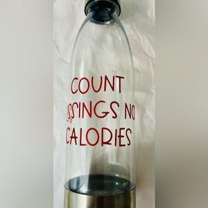 NWOT Clear Plastic Water Bottle with Red Text - “Count Blessings Not Calories”